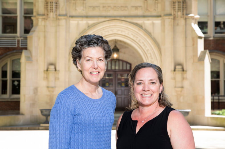 Tina Hartert, MD, MPH, and Dawn Newcomb, PhD, in Chapman Quad on the Vanderbilt campus in Nashville