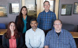 Scientists who led the study on blood pressure genetics included (back row, from left) Adriana Hung, MD, MPH, Todd Edwards, PhD, (front row, from left) Jacklyn Hellwege, PhD, Ayush Giri, PhD, and Jacob Keaton, PhD.