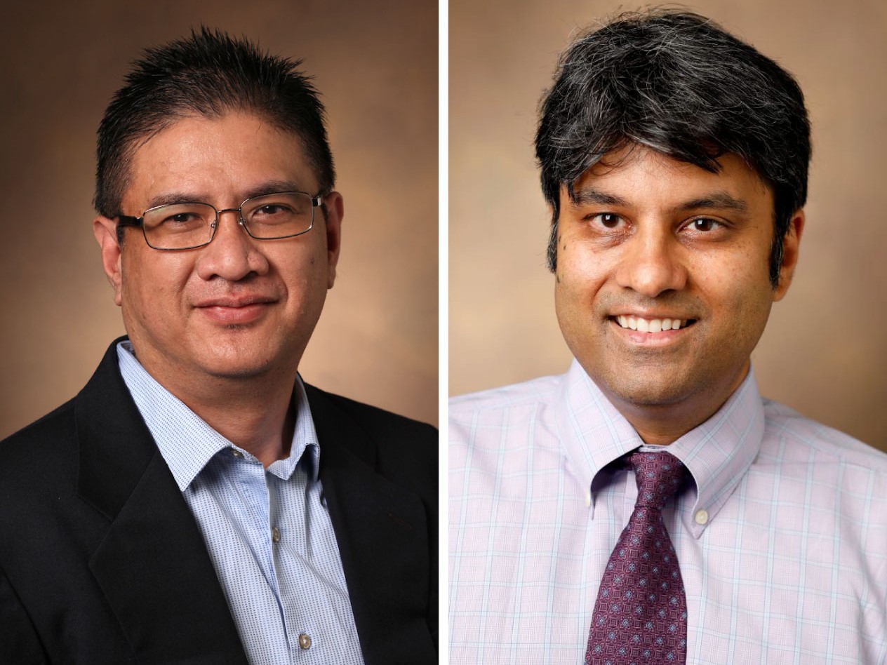 Headshots of Drs. Eric Gamazon, left, and Ravi Shah, researchers on the project.