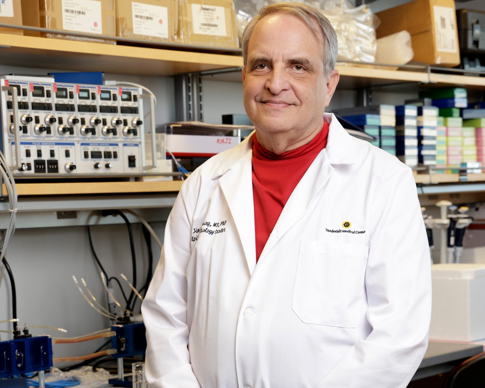 Dr. James Goldenring poses in his lab.