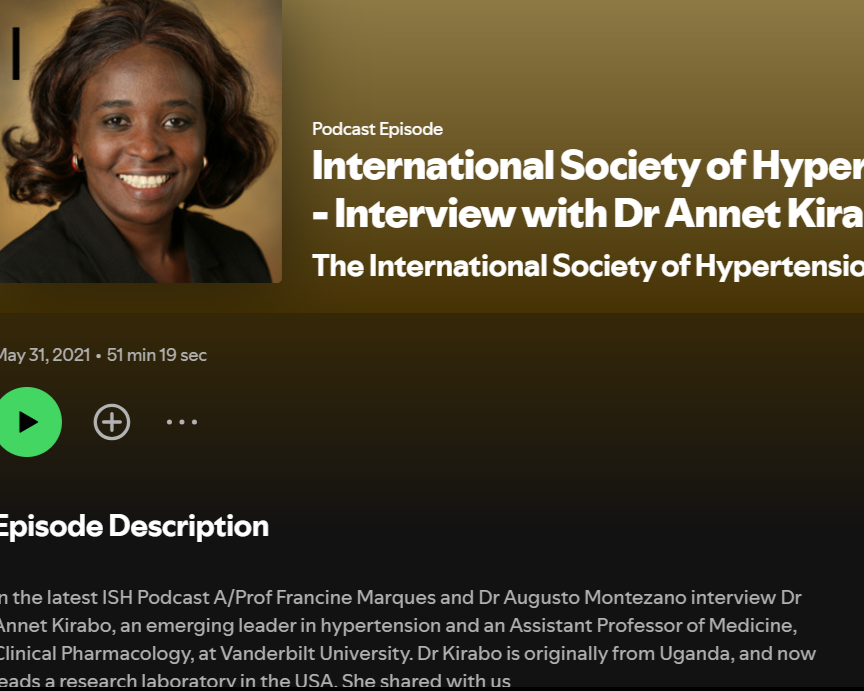 A Spotify screenshot with a headshot of Dr. Annet Kirabo